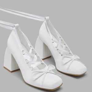 Cider White Lace-Up Heels